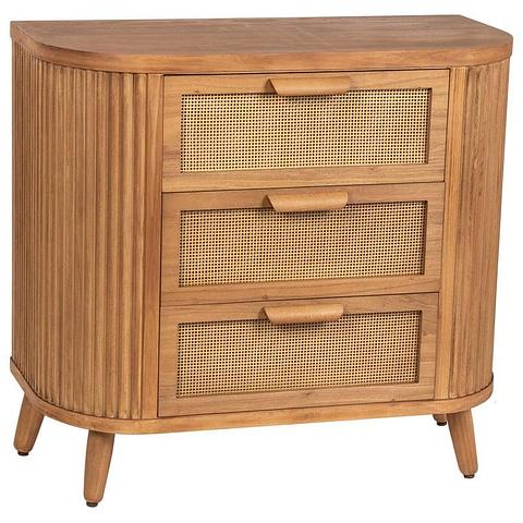 Mid-Century Ribbed 3-Drawer Cabinet 80.5x40x74cm