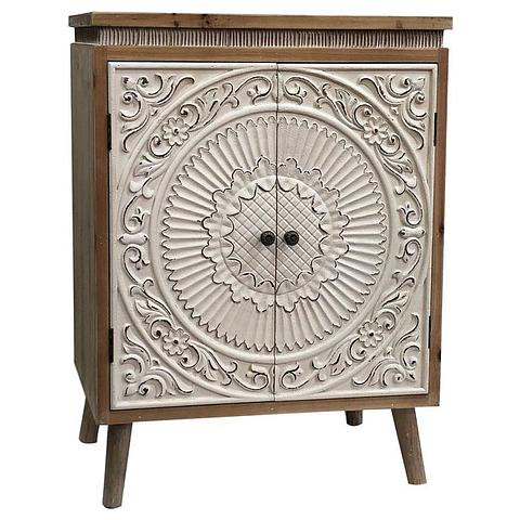 Moulded Mandala Double-Door Cabinet 65.5x35.5x86cm