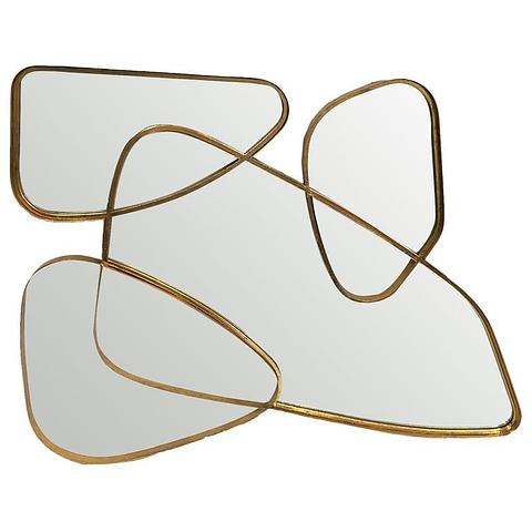 94cm Lustre Gold 4-Frame Asymmetric Wall Mirror 94x2.5x70cm