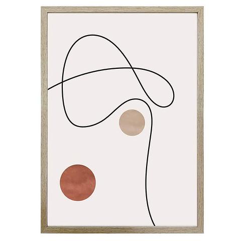 Abstract Balance Wall Print w/ Oak finish frame and glass 50x3x70cm