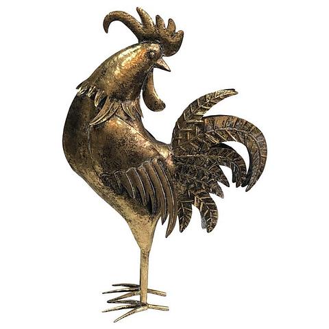 58cm Lustre Gold Proud Rooster Facing Back 36x14.5x58cm
