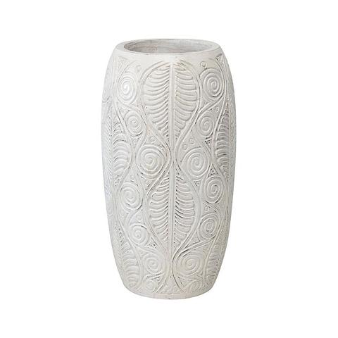 Hand-carved Swirl-Leaf Vase 18x50cm