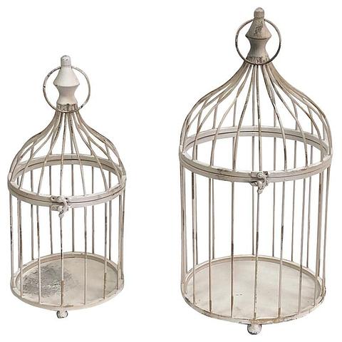 Set/2 Nested French Provincial Cone-Shape Birdcages 24x50/20x35cm