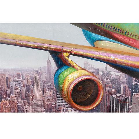 Aeroplane Over City-Oil Painting on Canvass 90x60cm