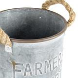 Set/2 Nested Farmers Market Galv-Rust Round Bucket-Planters 26x29/21x26cm
