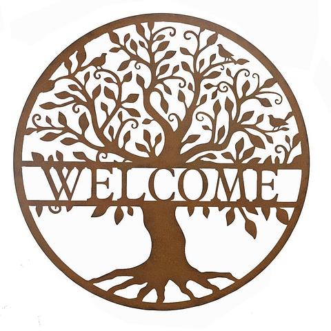 Laser-Cut Round Welcome Tree of Life Wallart 80x0.6cm
