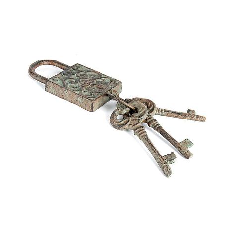 Antique Lock w/3 Keys on Ring 8x5x31cm