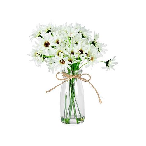 Artificial White Chrysanthemum in Glass Vase 23x25cm