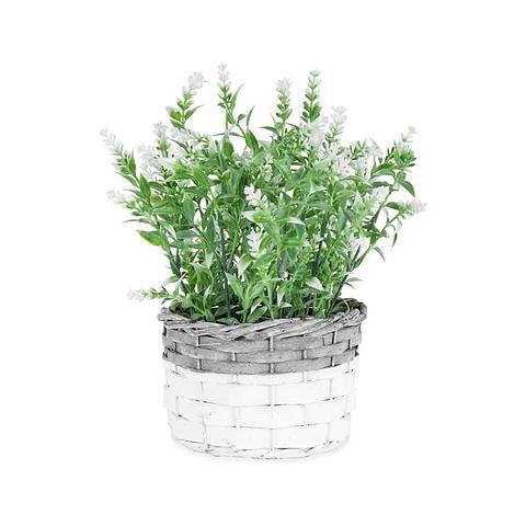 Artificial White-Stem Flower in Basket-Planter 24x26cm