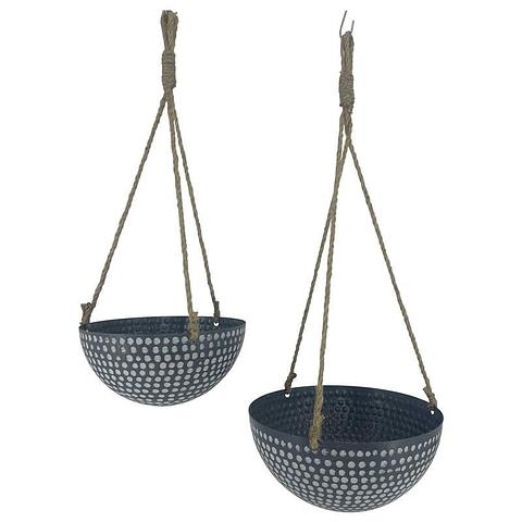 Set/2 Nested Hanging Dimple Planters w/Rope 30x15-73/25x11-60cm