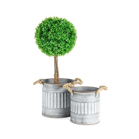 Set/2 Nested French-Country Bucket-Planters 23x20/19x19cm