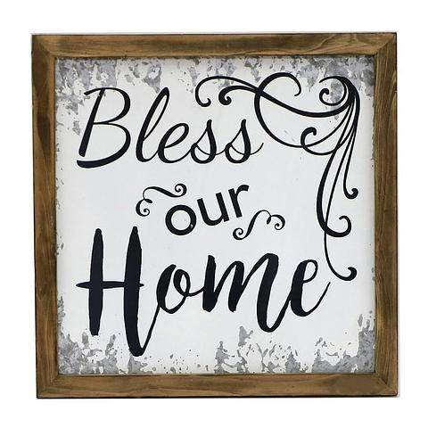Bless Our Home Timber-Framed Wall Art 40x1,5x40cm (2)