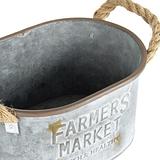 Set/2 Nested Farmers Market Galv-Rust Oval Planters/Holders 31x16x21/25x14x18cm