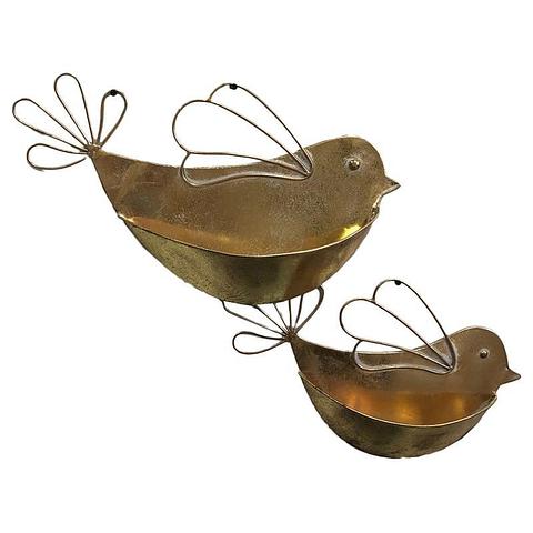 Set/2 Nested Lustre Gold Wall Planters 48x8x29/42.5x6x25.5cm