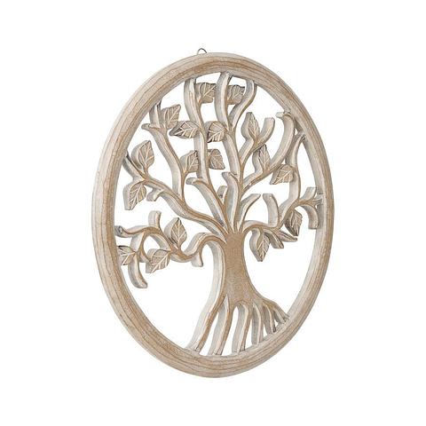 Hand-carved Round Tree-of-Life Wallart 40x1cm
