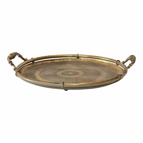 Lustre Piped Round Tray w/Handles 35x31.5x6.5cm
