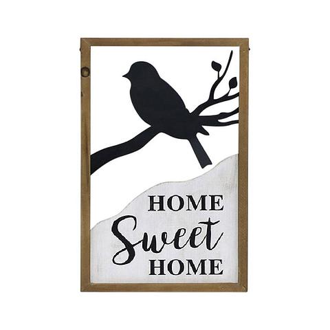 Home Sweet Home w/Bird Framed Wallart 30x3x48cm