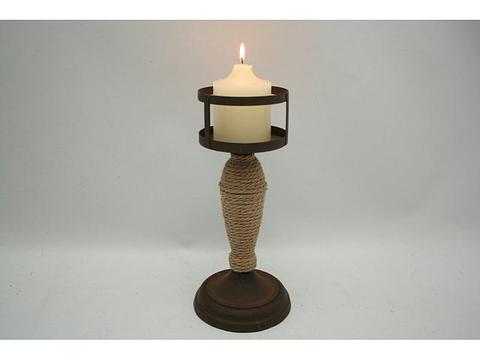 Tapered Metal/Rope Candleholder w/Round Base 13x28cm(2/8)