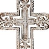Hand-carved Cross w/Fleur-de-Lis Wallart 25x1x40cm