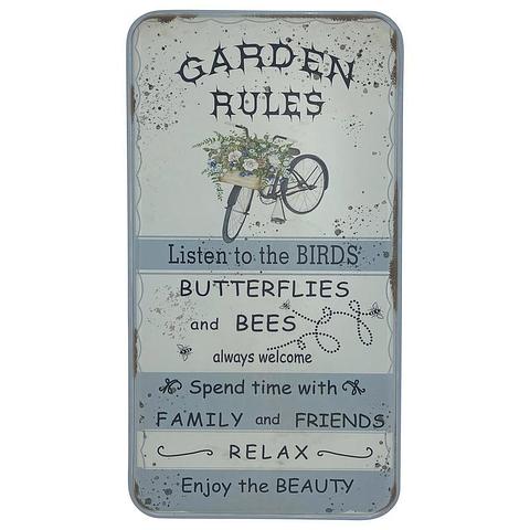 Distressed White Garden Rules Wall Art 31x1.5x61cm