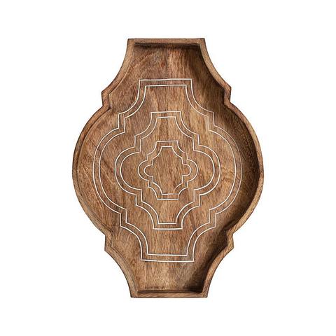 Handcrafted Mangowood Quatrefoil Table/Wallhanging Tray 50x37x5cm