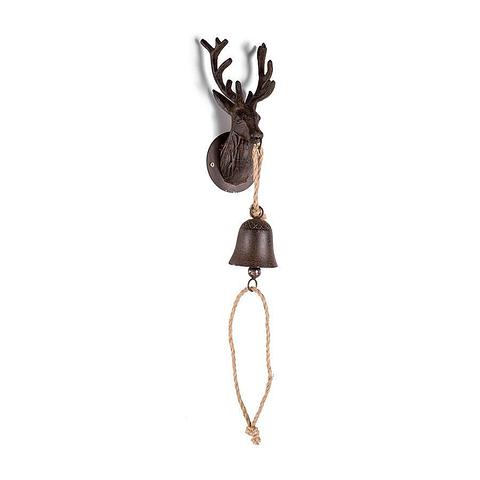 Wrought Iron Caribou Wall Bell 11x13x80cm (1/8)