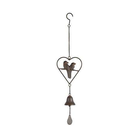 Birds in Heart Hanging Bell 15x7x66cm