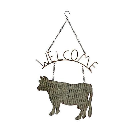 Laser-cut Corrugated Cow Welcome Sign 44x0.65x74cm