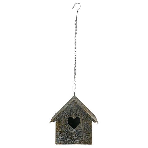 Aged Hanging Birdhouse w/Heart 20x11x21cm