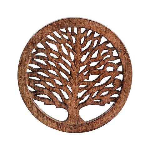 Handcrafted Mangowood Tree-of-Life Trivet 20x20x2cm