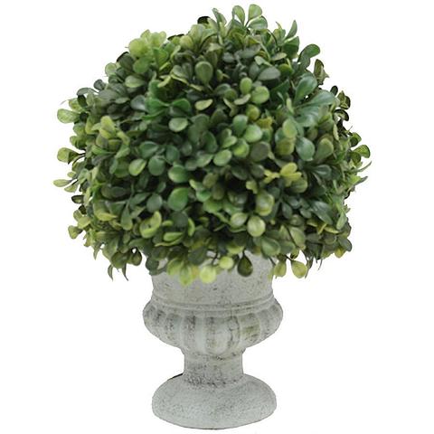 French Squat Potted Artificial Faux Topiary Ball 21x28cm (2/16)