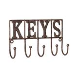 Cast-Iron 'Keys' w/ 5 Hooks 21.5x5x13.5cm