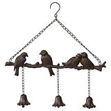 Hanging Lovebirds on Branch w/3 Bells 47x6x49cm