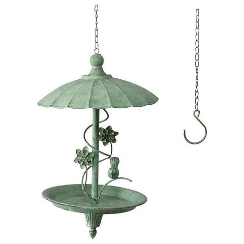 Hanging Birdfeeder w/ Umbrella & Flowers 23.5x23.5x38-73cm