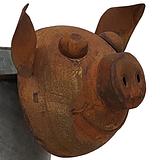 Rusty Pig Planter w/ Galv Pot 35x21x36cm