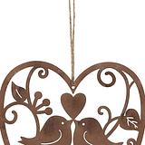Hanging Lovebirds in Heart 15x18.5cm