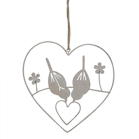 Hanging Lovebirds in Heart 14.5x0.2x15.5cm