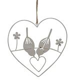 Hanging Lovebirds in Heart 14.5x0.2x15.5cm