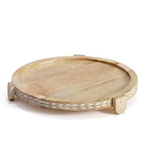 Handcrafted Mango Wood Round Footed Cake Stand 30x3.5cm