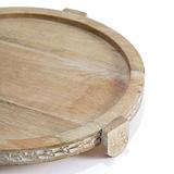 Handcrafted Mango Wood Round Footed Cake Stand 30x3.5cm