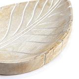 Hand-Carved Mango Wood Leaf-Shape Tray 30x17.5x2.5cm