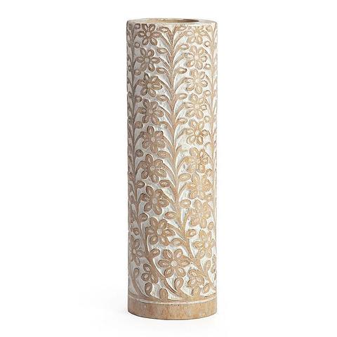 40cm Hand-carved Tapered Mango Wood Vase 12x12x40cm