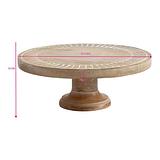 Handcrafted Footed Mango Wood Cake Stand 32x32x12cm