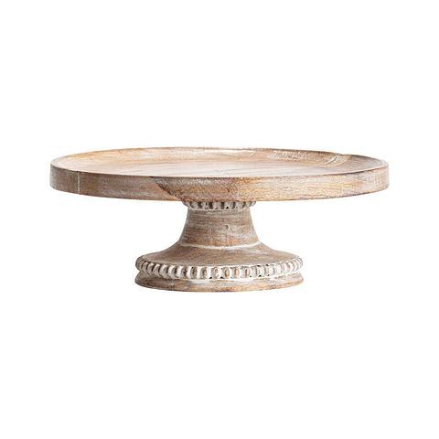Handcrafted Mangowood Beaded Cake Stand 30x11cm