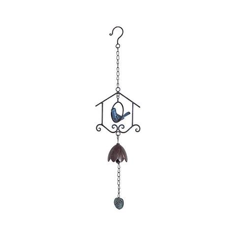 Hanging Bird in House w/ Bell 15.5x7.5x60cm