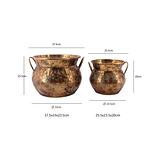 Set of 2 Moroccan Antique Pots - Distressed Gold