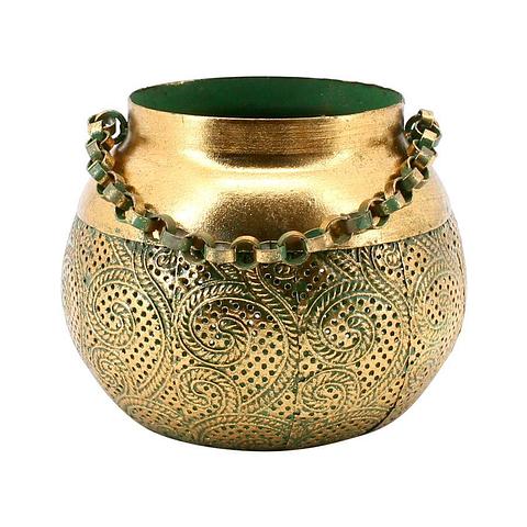 Moroccan Tealight Candle Holder - Distressed Gold