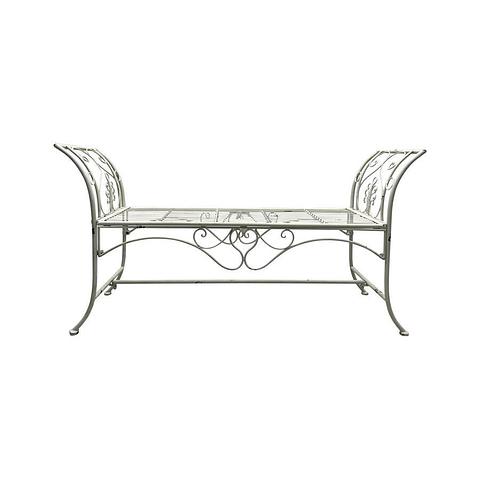 French Country Garden Bench Seat - Distressed White