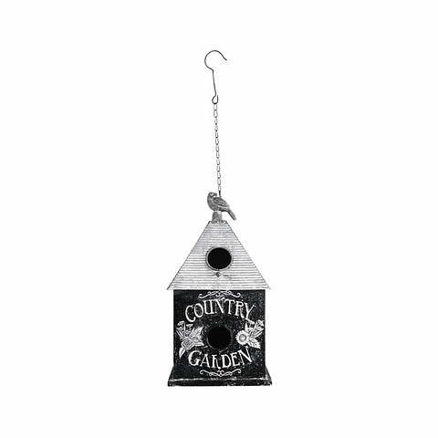 Country Garden Hanging Birdhouse - Black/White
