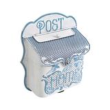 Vintage French Home Post Box - Distressed White/Blue